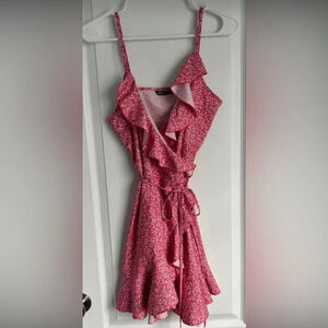 ruffle trim wrap dress